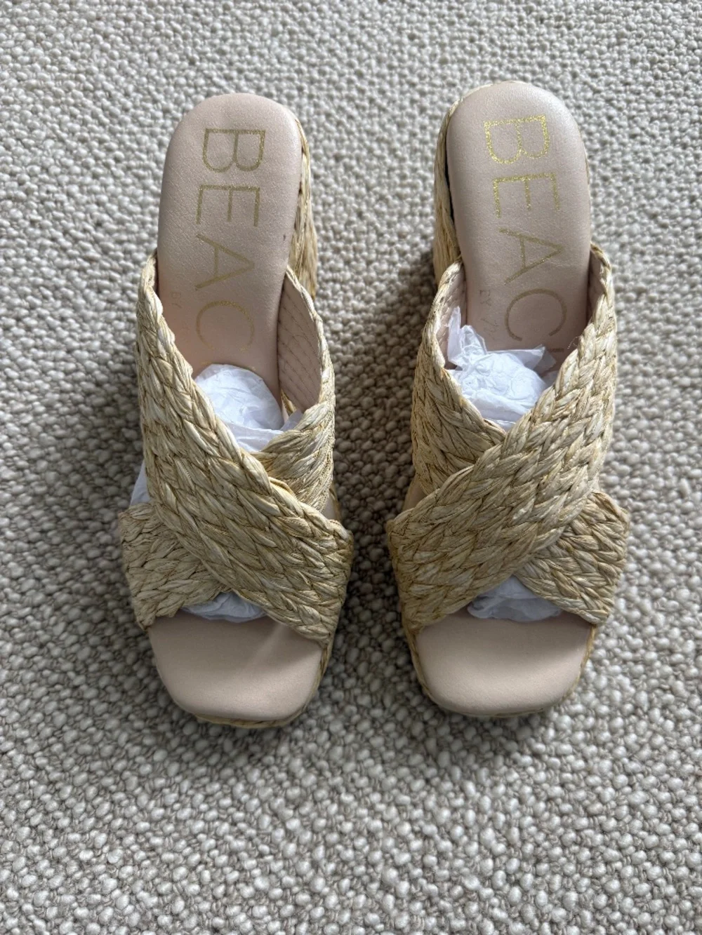 BEACH by Matisse Bondi Raffia Wedge Sandals Natural Size 8